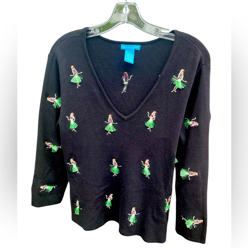 Vintage Alexandre Bartlett Hula girl/Luau/ top women’s size Large/v neck/